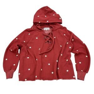 Wildfox Sweatshirt Red Hoodie Womens Size M Pullover Stargazer Terry Fleece